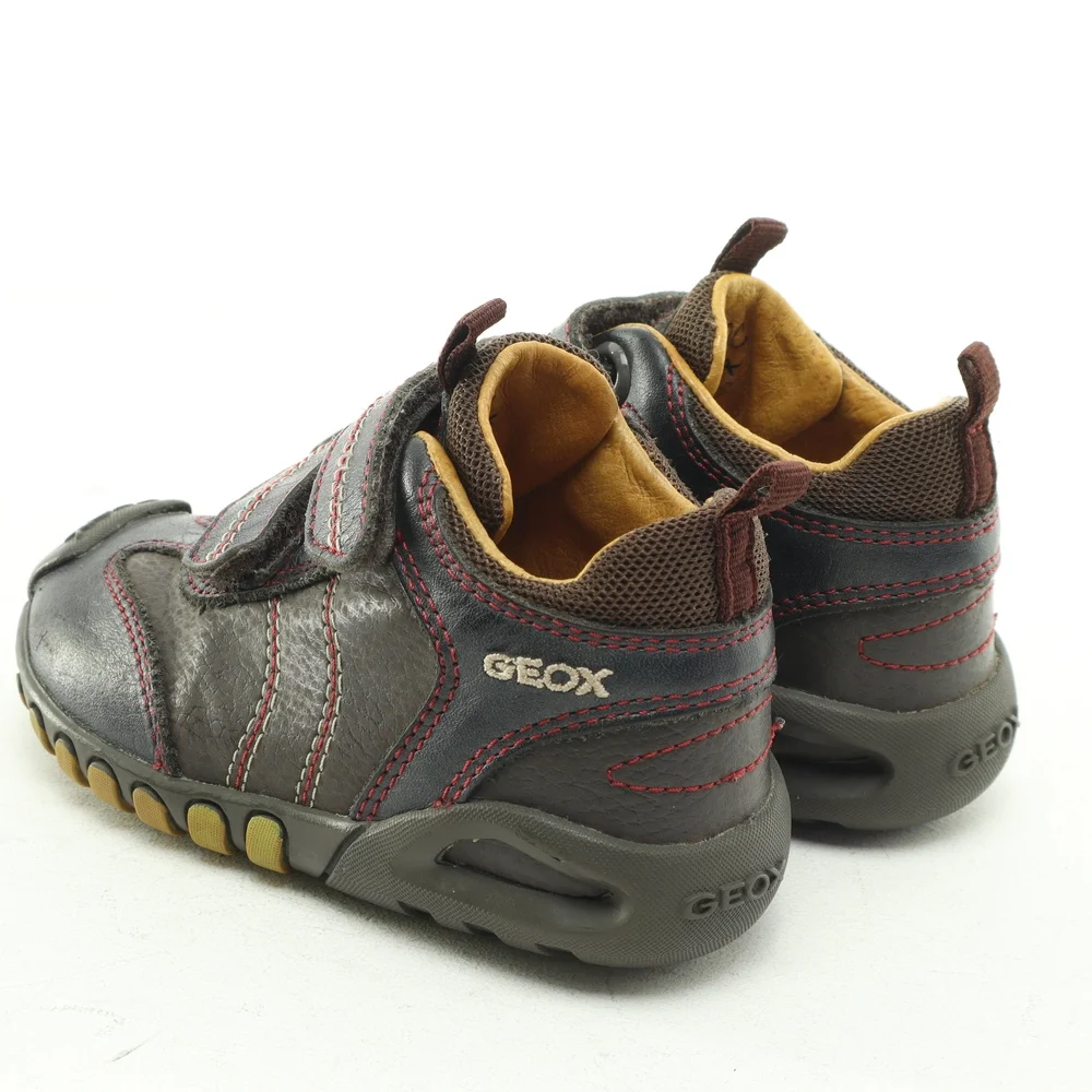 Geox Kids All Leather Sneaker Hook & Loop Baby & Walker Size US5.5 EUR21 Brown - Picture 9 of 16
